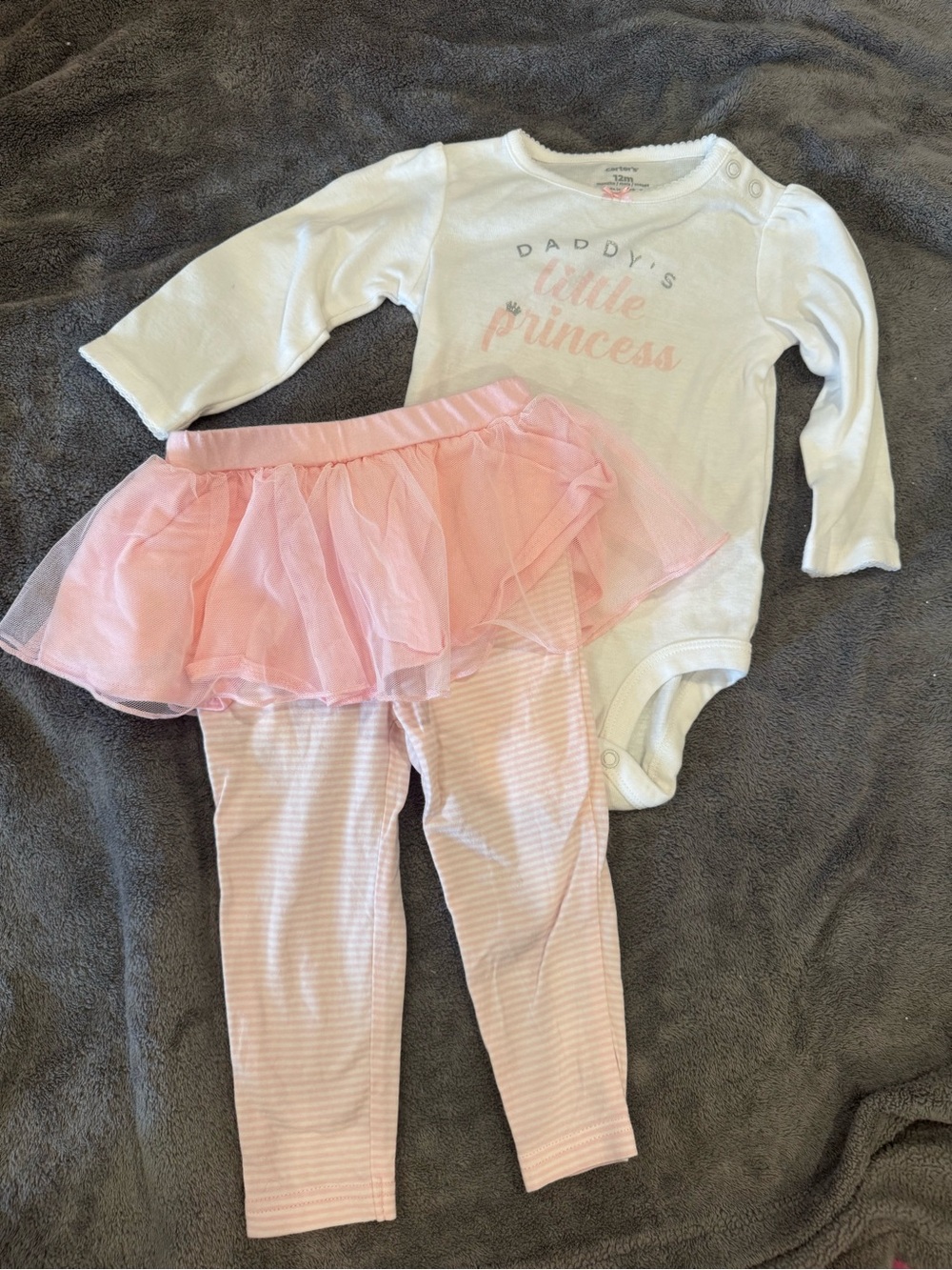 Carter's White Bodysuit with Pink Tulle Tutu Leggings Set